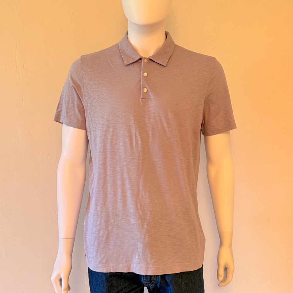 Theory Mens Bron‎ C Cosmos Cotton Slub Polo Shirt Purple Lavender Size M